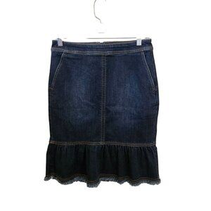 Ann Taylor NWT Dark Denim Peplum Raw Hem Skirt Rodeo Country Western Size 2